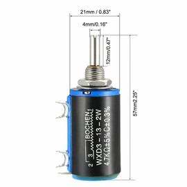 WXD3-13-2W 10 Turn Ohm Multi-Turn Wirewound Potentiometer Adjustable Resistor Set, Pack of 5-100 Ohm