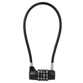 NBYT Cable Lock with Word Combination for Metal Fence, Shed, Gates, Outdoor Fence, Long Cabinet, Refrigerator, Dumpster, and Letter Padlock
