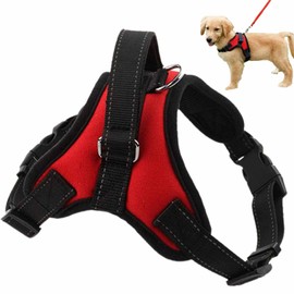 Dog Harness Mesh Breathable Comfortable Pet Vest No Pull Adjustable Soft Padded Dog Power Strap (S, Red)