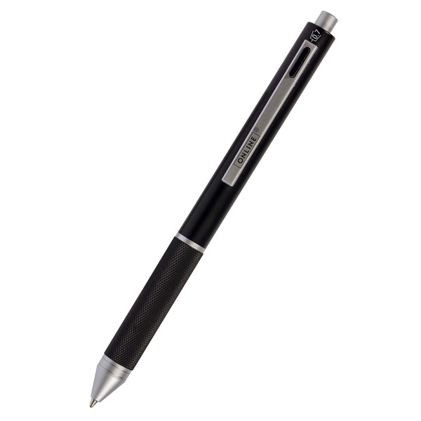 ONLINE multipen 4-in-1 | Ballpoint Pen & Pencil | Multifunctional Metal Pen | 3 Pen Points in Blue, Black, and red, Mechanical Pencil Lead | incl. Rubber, Color Black