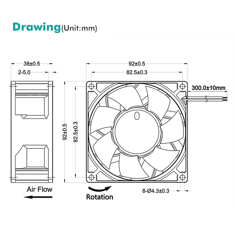 Wathai 92mm x 38mm 90mm Dual Ball 12V High Airflow