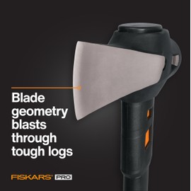 Fiskars Pro IsoCore Splitting Maul and Stainless Steel Axe, Wood Splitting Maul, IsoCore Shock Reduction & Forged Steel Head, 6 lb, 36”, Black/Orange
