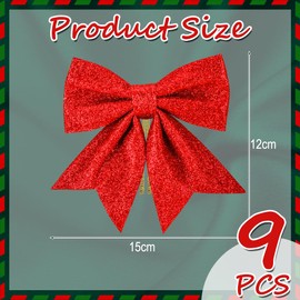 Sprinlot Bows Christmas Tree Red, 9 Pieces Christmas Bows Christmas Gift Bows Christmas Red Christmas Bows Outdoor Bows for Christmas Tree Decoration