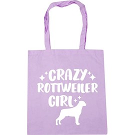 Hippowarehouse Crazy rottweiler girl - dog Tote Shopping Gym Beach Bag 42cm x38cm, 10 litres
