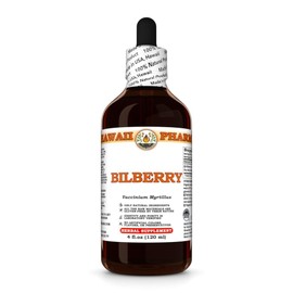 Bilberry (Vaccinium Myrtillus) Dry Berry Tincture, Made in Hawaii, Organic Raw Materials, All Natural, Vegan, Pure Liquid Extract - 4 fl.oz