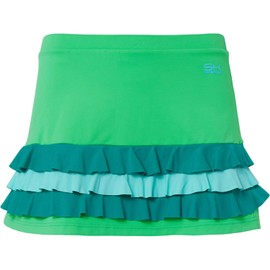 Sportkind Girls & Ladies Tennis Padel Hockey Golf Ruffle Skirt with Inner Shorts Skort, Green Mixed
