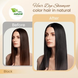 Mgviiiva Black Hair Dye Shampoo 3 in 1, Instant Hair Color for Men & Women Gray Hair Coverage, Long-lasting Color Shampoo Hair Dye Effect in Minutes, Champu Con Tinte Para Canas, 16.9 Fl Oz (Black)