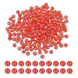 PATIKIL 8mm Fishing Beads, 200 Pcs Acrylic Holographic Beads Round Fishing Bait Eggs Rig Bead Tackle Lures Accessory for Fishing Rigs Baits Lures, Red