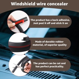 Lusperi Car Wire Cover for Windshield & Light Bar - 6.56Ft Adhesive Wire Hider Kit to Conceal Roof Rack Wires, Universal Automotive Cable Management (1PC, Black)