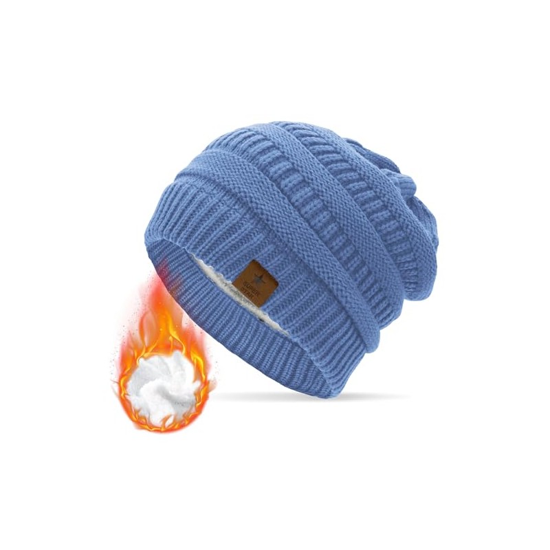 Durio Women's Warm Winter Knitted Beanie with Inner Lining, Chunky
