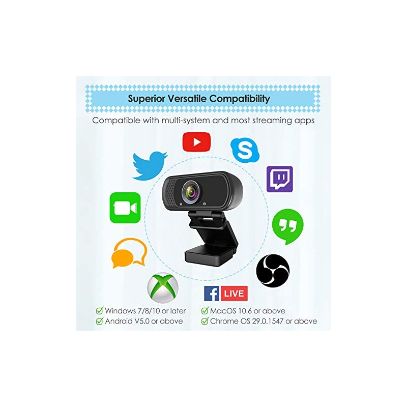 ToLuLu 1080P cámara Web con micrófono Cámara Web HD con