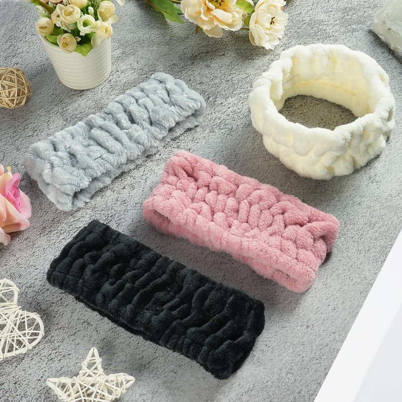 Fllintronic Pack of 3 Spa Face Headbands, Face Terry Towelling
