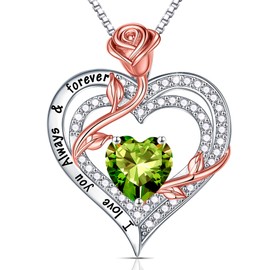 Birthstone Necklace for Women - Heart Necklaces for Women Necklaces for womens Necklaces for Mom Necklace for Wife Necklace for womenfriend Necklace for Grandma Necklace for Sister Necklaces for Women