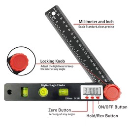 NORTOOLS Digital Angle Finder Protractor,7inch 0-360 degree LCD Digital Protractfor Angle Finder Ruler, Angle Measuring Tool for Woodworking/Carpenter/Construction/DIY Measurement