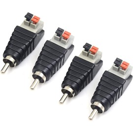 Maxhood Speaker Wire to RCA Adapter Converter, RCA to Speaker Wire Adapter Subwoofer Speaker Phono Male to AV 2 Screw Terminal Video Audio Spring Press Type Balun for CCTV