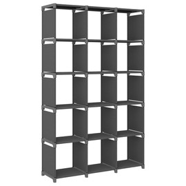 15-Cube Display Shelf Gray 40.6"x11.8"x69.1" Fabric Furniture,Shelving,Bookcases,Standing Shelves Gray 9.48 LBS
