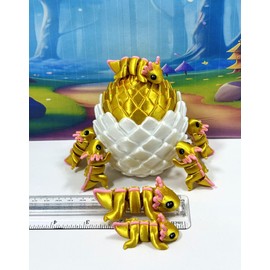 10pcs 3D Printed Axolotl with Eggs, Articulated Gold Fidget Axolotl, Tiny Mini Animal Gift Idea, Birthday Party Decorations, MA001-GOLD-WGE