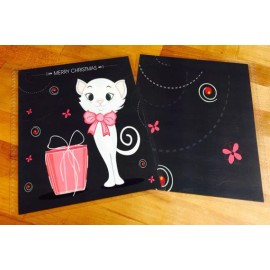Handmade Merry Christmas Cute Kitty Cat Front/Back Cover Set 4 use w Erin Condren Planner