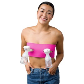 Pump Strap Hands-Free Pumping Bra, Breast Pump Bra for Breastfeeding Pumps for Women, Hands Free Pumping Bustier Pink