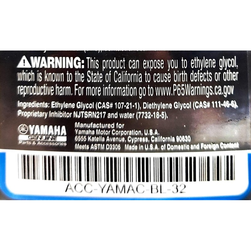 Yamaha Original OEM Yamalube ACC-YAMAC-BL-32 Pre Diluted Antifreeze Yamalube OEM