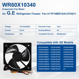 Smtime WR60X10340 Evaporator Fan Motor Compatible with GE Refrigerator Freezer Cooling Fan U11P14MS7A3-57A611 239D1371P001 Replaces AP6891698 PS12727431 EAP12727431 Size: 4.4 x 4.4 Inch