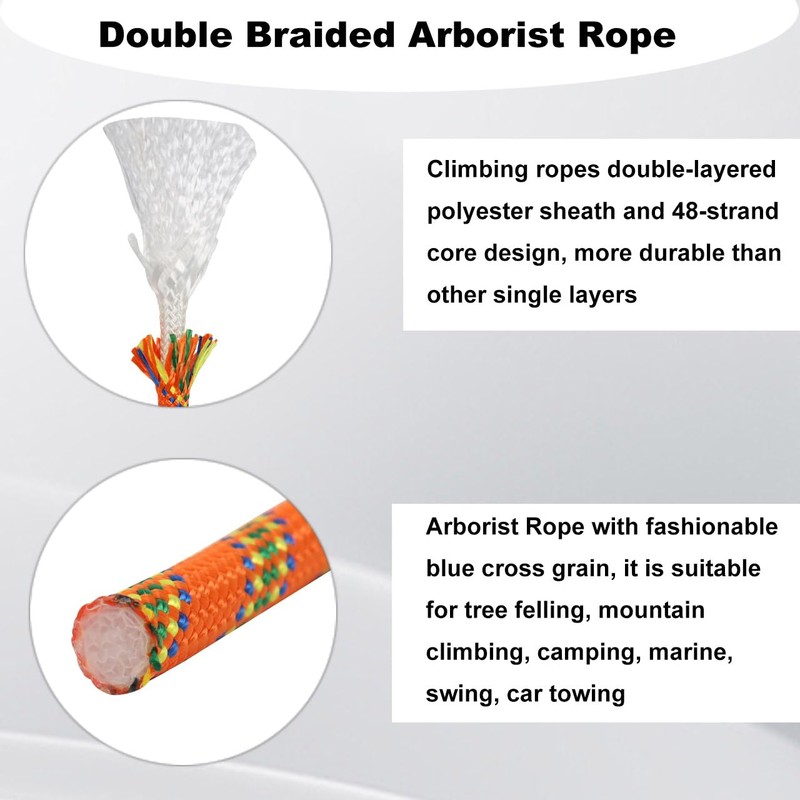 Double Braided Arborist Rope - 1/2 Inch x 200 Feet