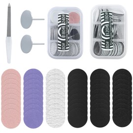 120-Piece Sanding Disc, Pedicure Set, 80/120/180/240 Grit Feet Grinder Sandpaper with 2 Metal Bits, 25 mm Replacement Sandpaper Foot Nail Cutter Attachments Bits, with a Large White Nail File