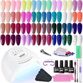 JODSONE 35 PCS Gel Nail Polish Starter Kit UV Light and Dark Series Gel Nail Set No Wipe Base Matte and Glossy Top Coat All Kinds of Manicure Tools