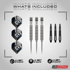 RED DRAGON Darts – Professional Player – Gian van Veen Tour Edition 22g - 90% Tungsten Steel tip Darts Set with Dart Flights and Dart Shafts (Stems)