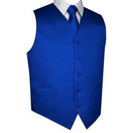Best Tuxedo Men's Formal, Homecoming, Tuxedo, Wedding, Prom, Cruise Vest, Tie & Hankie Set in Royal Blue - L