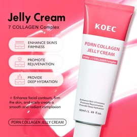 KOEC KOEC PDRN Collagen Jelly Cream with Hydrolyzed Collagen for Skin Elasticity and Diminish Puffiness,PDRN Face Moisturizer for Deep Hydrating and Firming,Moisturizing,Glass Skincare 1.69 Fl Oz