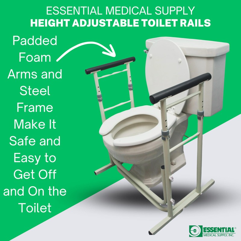 Essential Medical Supply Height Adjustable Standing Toilet Safety Rail -