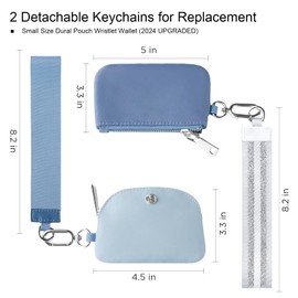 Babysun Mini Zip Around Dual Pouch Wristlet With 2 Straps Wristlet Keychain Wallet for Women Coin Purse Small Cute for Teen Girl