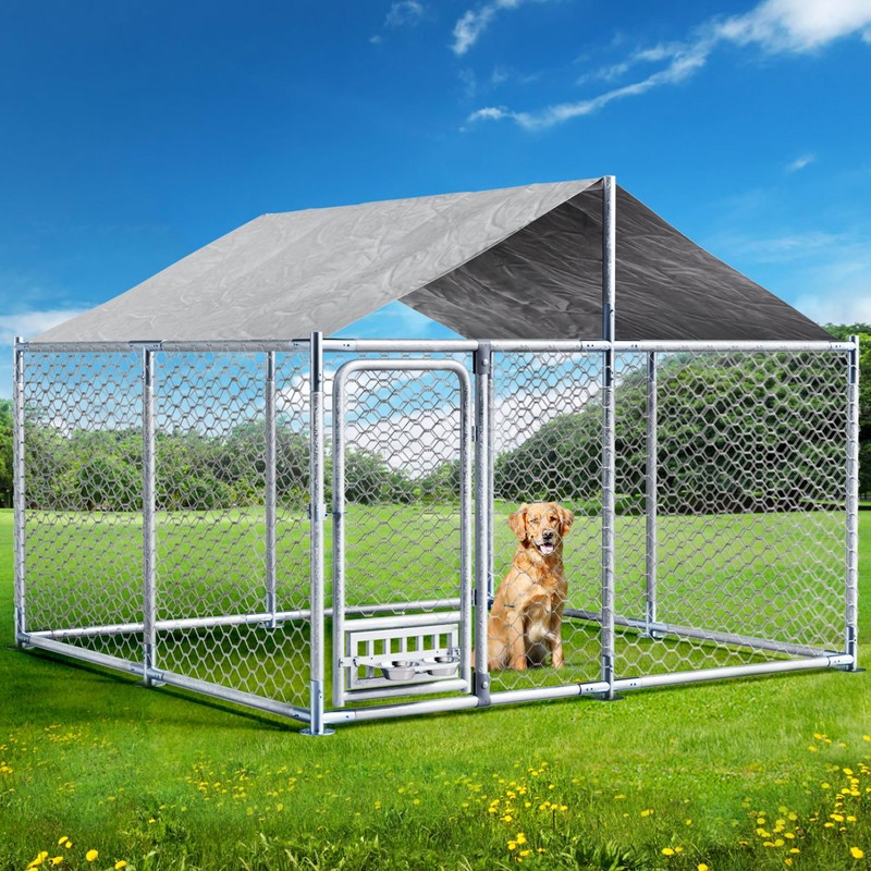 MAGIC UNION Large Dog Kennel with Rotating Feeder Bowls, Outdoor