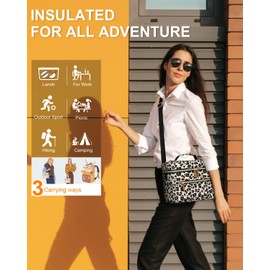 Capolo Lunch Box for Women Men Adults,Insulated Lunch Bag Leakproof Lunch Cooler Box with Removable Strap Cute Lunch Tote Bags Reusable Thermal Lunchbox for School Work Picnic(Small,Leopard)