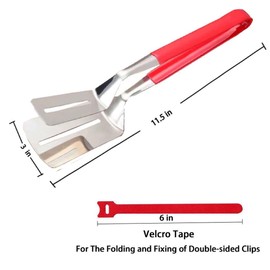 Anti-Scald Extended Handle Spatula Tongs, 11.5 Inch Multifunctional Stainless Steel Cooking Tongs Food Flip Shovel Clamp for Steak Fish Bread Hamburger BBQ Frying Pancake Pies Pizza