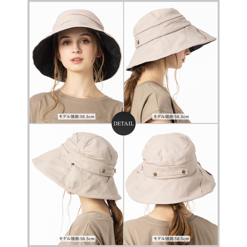 [Ｌｏｏ＆ｃ] [ルーアンドシー] 帽子 レディース 大きいサイズ 接触冷感 ノーベルUVハット 完全遮光 紫外線対策 春夏