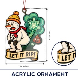 Let It Rip – Funny Snowman Christmas Ornament | Gag Holiday Decor – Hilarious Xmas Tree Ornament – Novelty Gift Idea – Stocking Stuffer – Suncatcher Effect Stained Glass Window – Car Hanging Snowgag 3