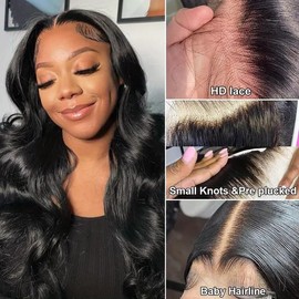 RLTEO 30 inch 13x4 Lace Front Wigs Human Hair Pre Plucked 180 Density Body Wave Lace Front Wigs Human Hair HD Transparent Frontal Glueless Wigs Human Hair with Baby Hair for Black Women