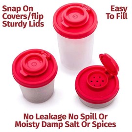 2Pcs Red Small Salt, Pepper Shakers For On The Go - Mini Shaker Set For Salt And Pepper With Lid To Take With You - Perfect For Travel, Camping And To-Go 40G, Salt Shakers, Stay Fresh