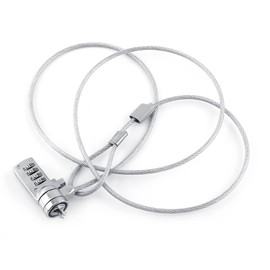 Acogedor Candado de Cable para Computadora Portátil, Candado de Cable de Computadora de Seguridad de 4 Dígitos, con Cuerpo de Candado de Acero de Aleación de Acero Chapado, Candado de