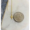 14K Solid Gold Cross Threader Earrings, Dangle Chain Drop, 14K