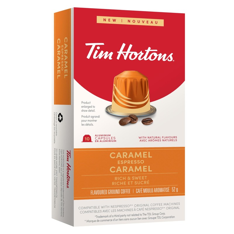 Tim Hortons Caramel Espresso Capsules, Nespresso Original Line Compatible Capsules,