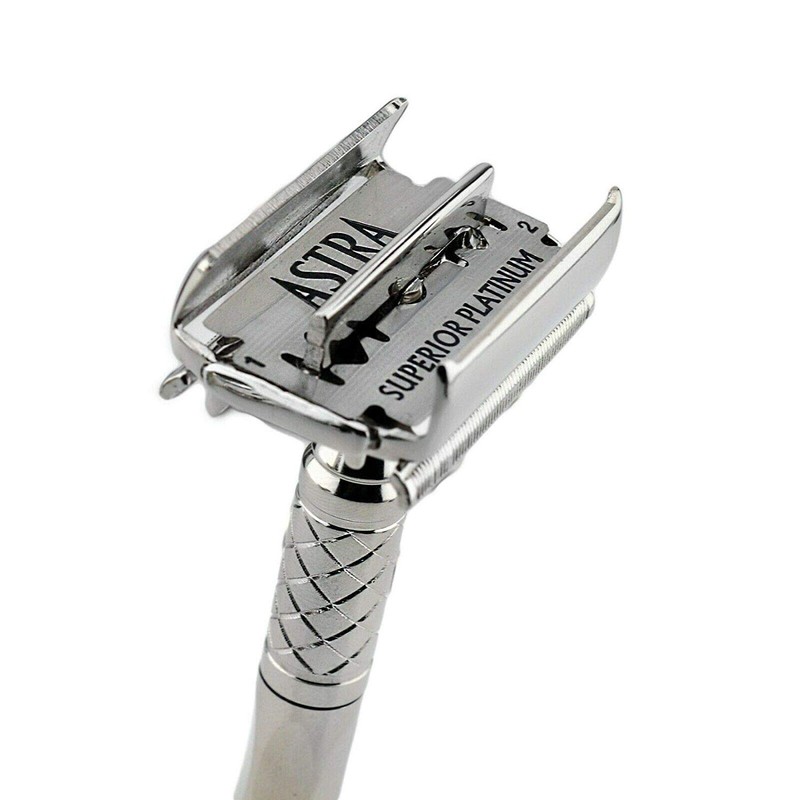 Double Edge Safety Razor Chrome Plated Twist to Open/Shake Men's