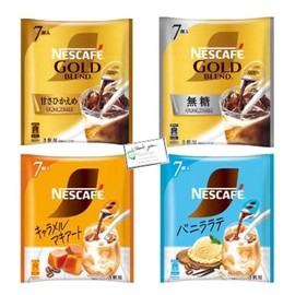 Nestle Nestle Nescafe Gold Blend, Rich Portion, Set of 4 Types (Unsweetened, Vanilla Latte, Caramel Macchiato) Total of 4 Bags, 30 Pieces) IIDAYS Original Ice Latte, Ice Coffee
