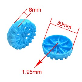EUDAX 300 PCS 30mmx8mm Plastic Roll 2mm Dia Shaft Toys Wheel and 2mmx100mm STEM Shaft Round Rod Axles for DIY Toy RC Car Truck Boat Helicopter Model Part Building Projects (Blue)