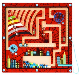 2 in 1 Magnetic Color and Number Maze,Wooden Puzzle Activity Board,Montessori Toddler Travel Toys,Preschool Learning Educational Sensory Toys,Christmas Birthday Gift for Kids Boys Girls 3 4 5 Year Old