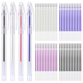 AYWFEY 60 Pcs Heat Erasable Fabric Marking Pens + 4 Pcs Pen Case,Heat Erasable Pens,Fabric Marking Pens, for Tailors Sewing and Quilting Dressmaking, 4 Colors