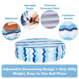 Ladadee Foldable Dog Pool Cover – Waterproof Round Pet Dog Kiddie Bath Tub Lid Cover, Fit for 32/48/63 Inch Pools, Outdoor Portable Puppy Pool Accessories with Drawstring