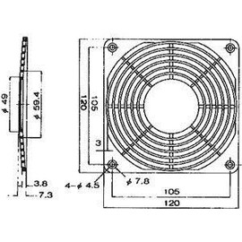 Fan 120 x 120 mm Diameter 120 mm Fan Grill Plastic Screw